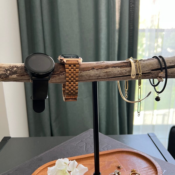 Treibholz-Schmuckständer für Uhren und Armbänder mit hohlem Sockel