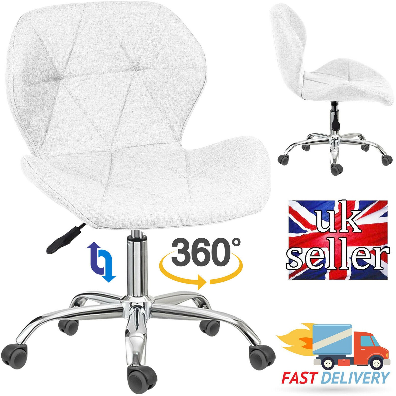 Cushioned Computer PC Desk Office 360 Degree Swivel Chair Etsy