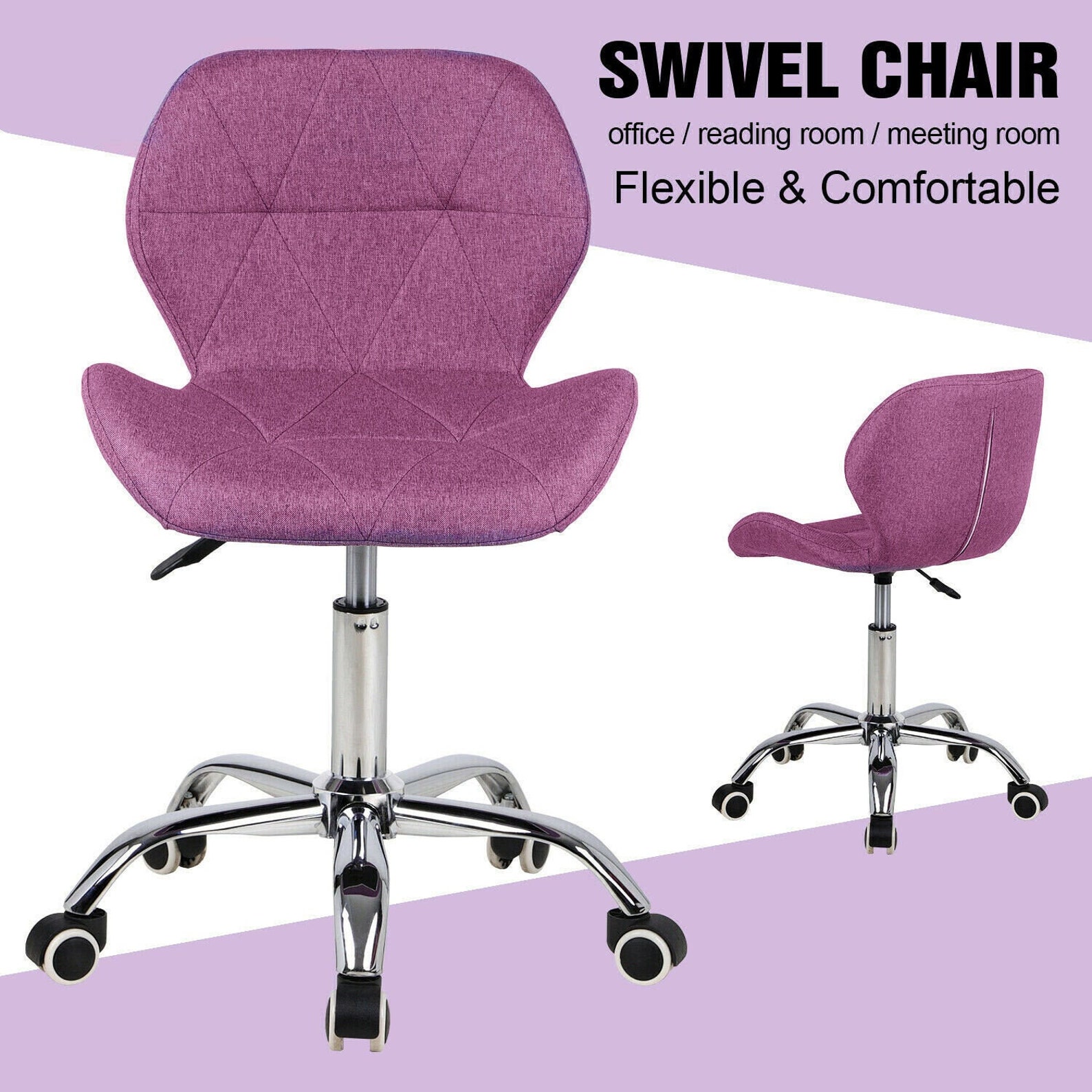 Cushioned Computer Office Desk Chair Chrome Legs Lift Swivel Etsy