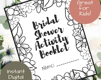 Bridal Shower Coloring Sheets Printable Instant Download, Bridal Shower Coloring Activity Book for Kids, Wedding Shower Games PDF