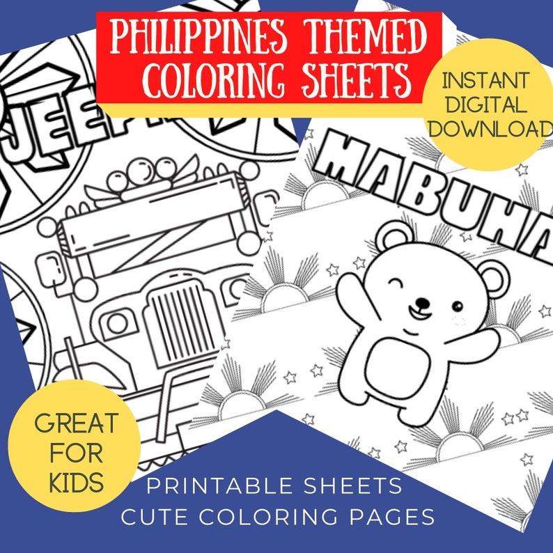 Philippines Themed Printable Coloring Sheets Celebrate - Etsy