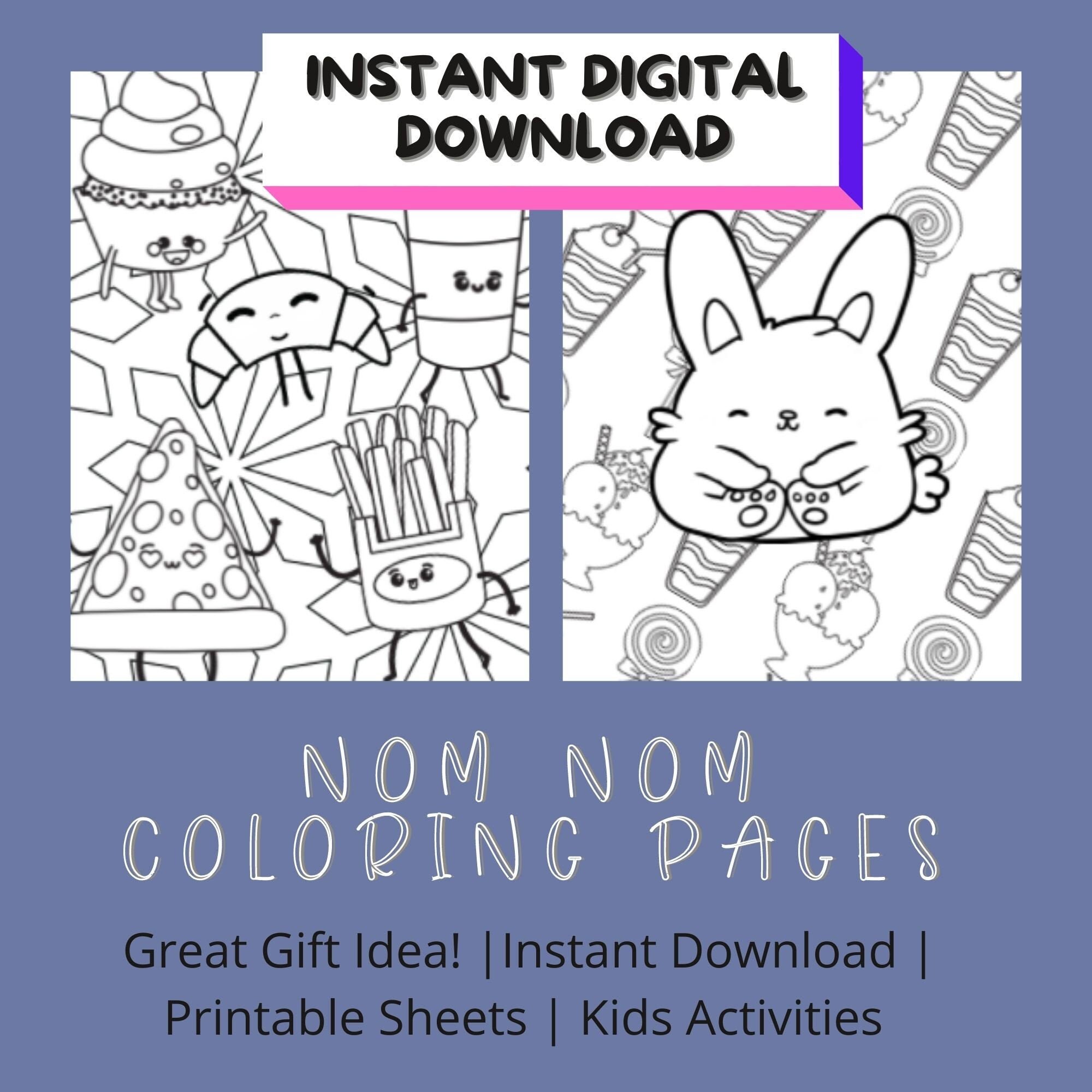 Food Themed Printable Coloring sheets for Kids Cute Food | Etsy