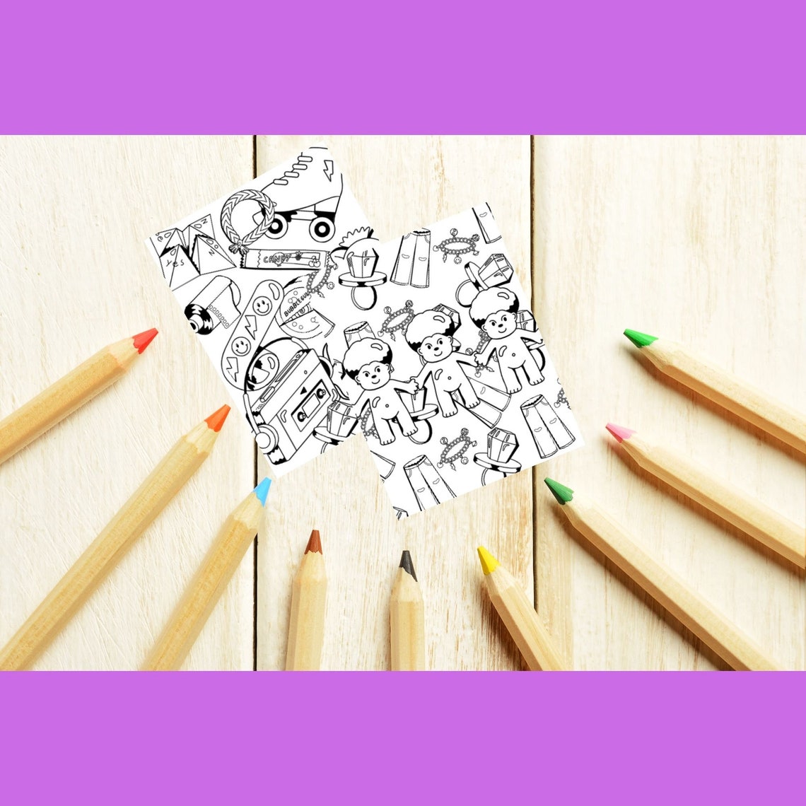 90's Themed Printable Coloring Sheets Enjoy 90's - Etsy