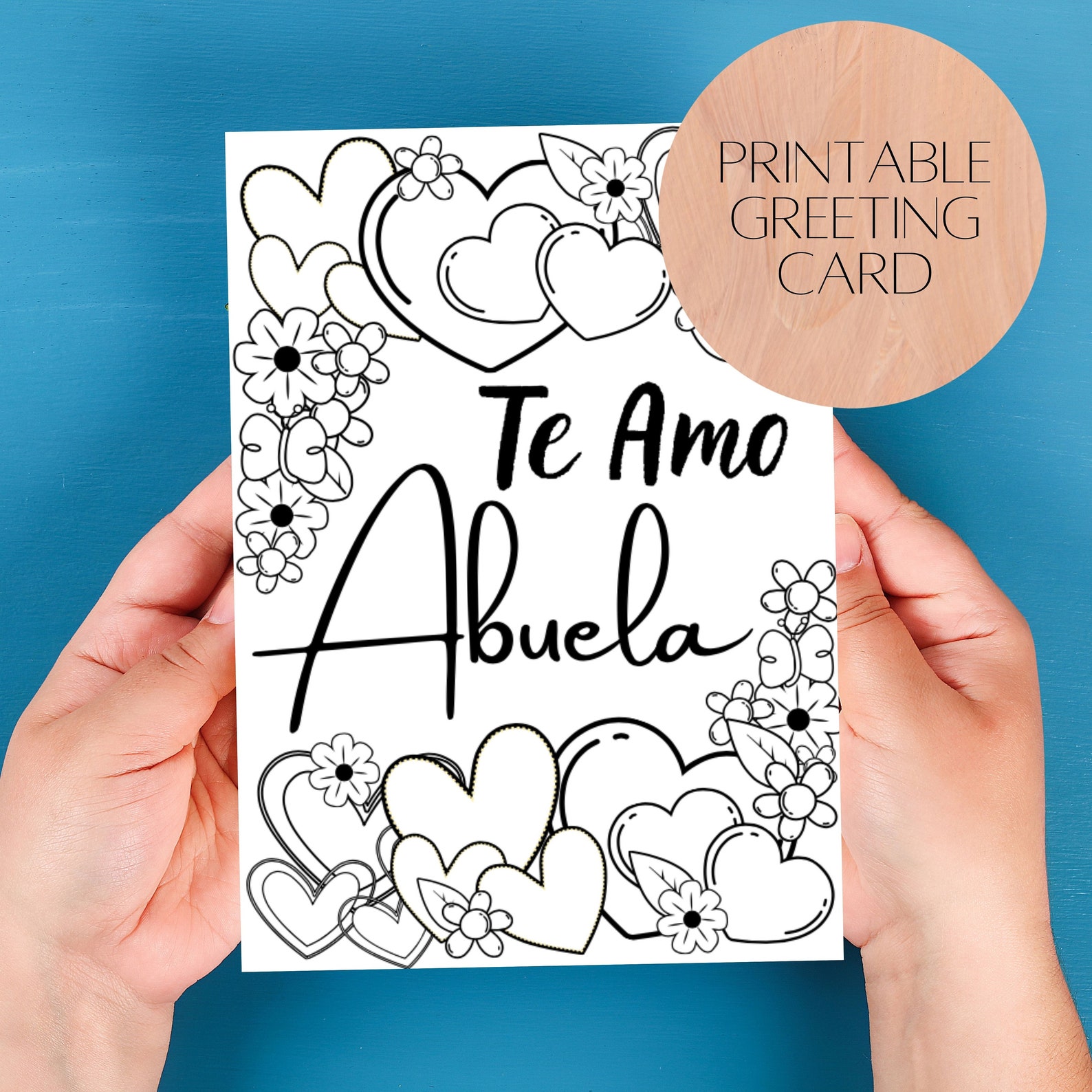 abuela greeting card te amo abuela printable spanish etsy