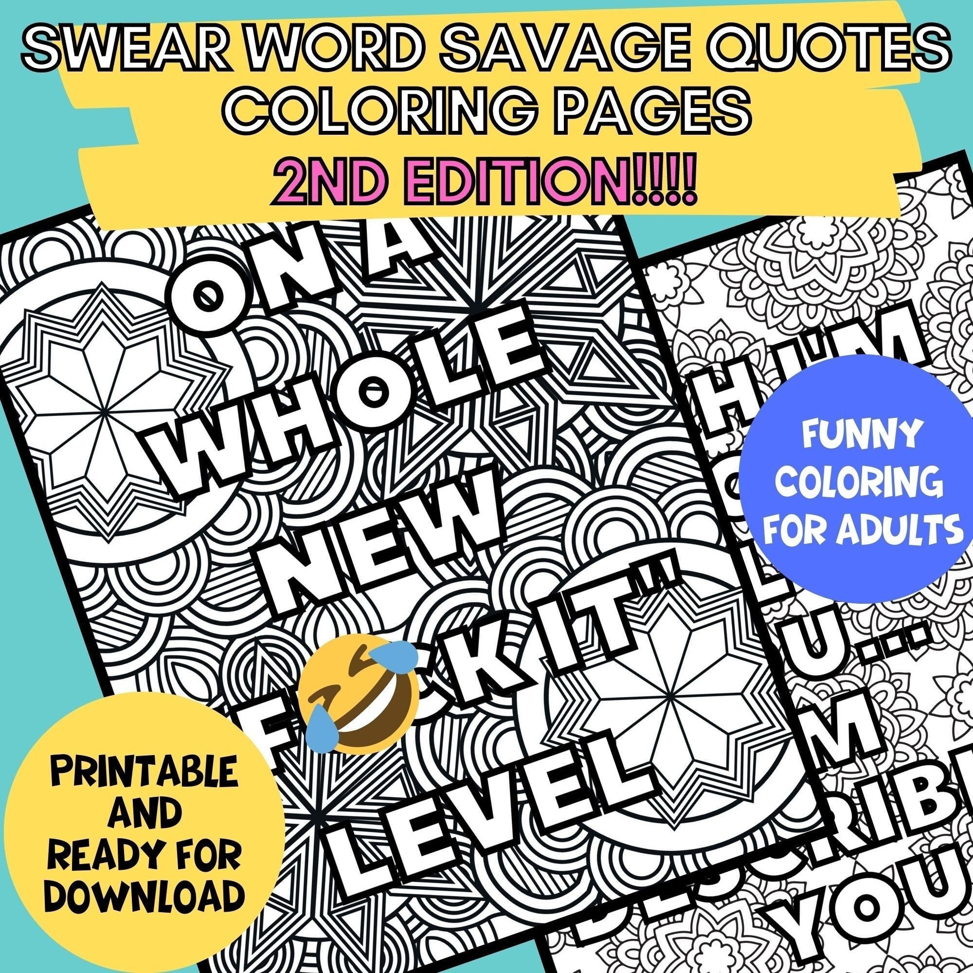 Adult Swear Word Coloring Pages/book. for Print/downloads 