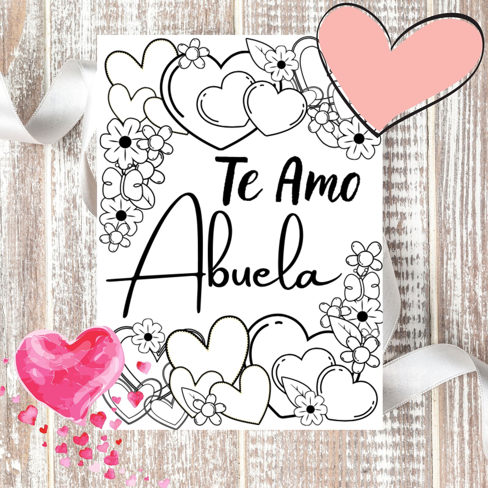 Abuela Greeting Card Te Amo Abuela Printable Spanish | Etsy