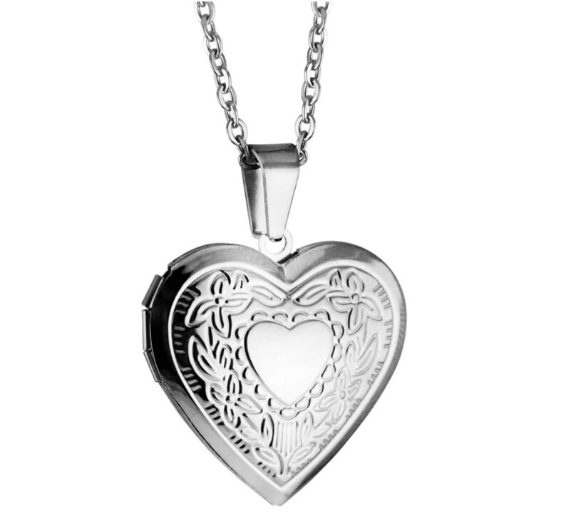 Love Heart Locket Chain Necklace Etsy