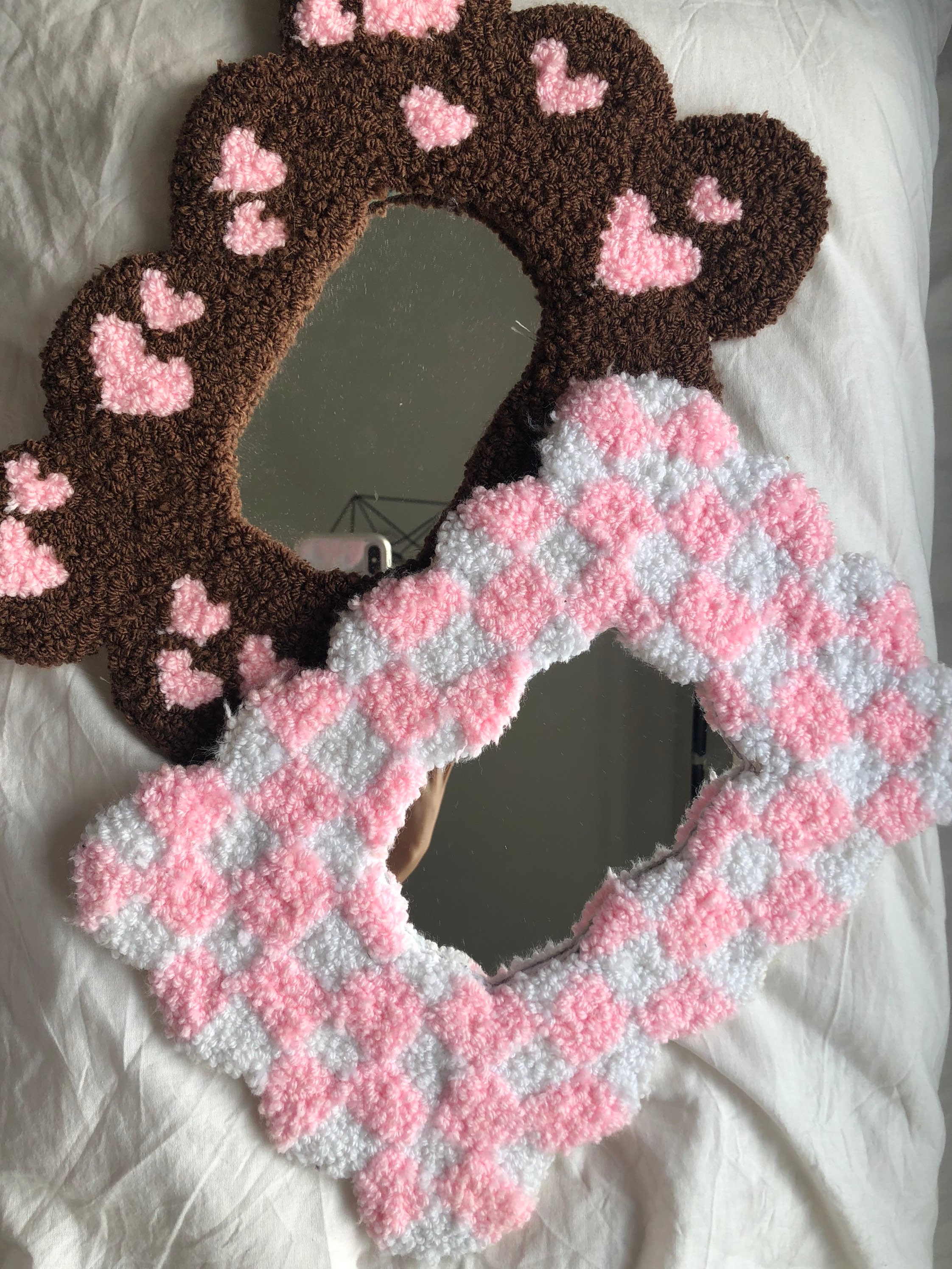 Punch Needle Rug Mirror Tufting Mirror Personalised Home Etsy