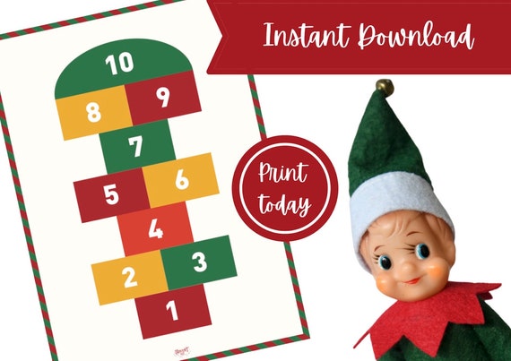 Mini Elf Size Hopscotch Printable Game Fun Christmas Prop
