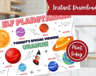 Elf Planetarium Printable | Funny Uranus Viewing Sign (Digital Download)