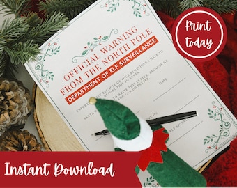 Naughty List Warning Letter from the Christmas Elf Behaviour Report (Digital Download)
