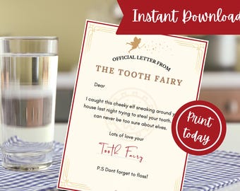 Christmas Elf Tooth Fairy Letter | Lost Tooth Note (Digital Download)