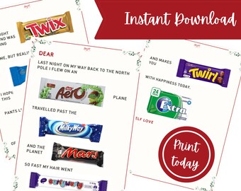 Elf Chocolate Bar Letter Template | Christmas Printable Prop Idea (Digital Download)