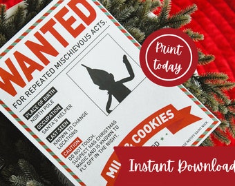 Wanted Christmas Elf Reward Sign | Missing Mugshot Poster (Digital Download)