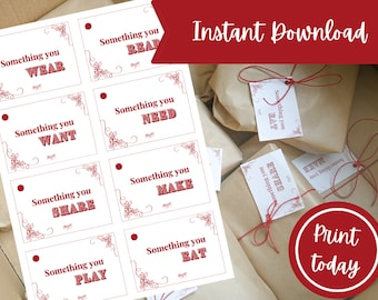 Something You: Need Want Read Christmas Gift Tags | Printable Present Labels (Digital Download)