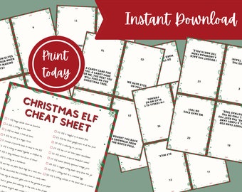 Elf Activity Idea Cards and Cheat Sheet | 30 Days of Christmas Notes (Digital Download)