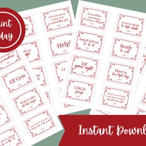 30 Daily Elf Idea Cards | Printable Activity Note Cards From the Christmas Elf | Elf Prop Kit | Digital Download