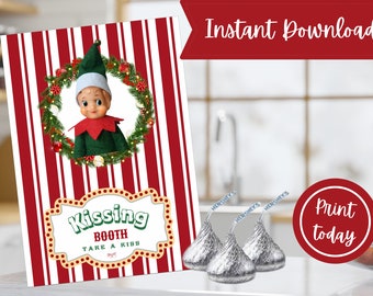 Elf Kissing Booth Printable | Christmas Photo Prop Idea (Digital Download)