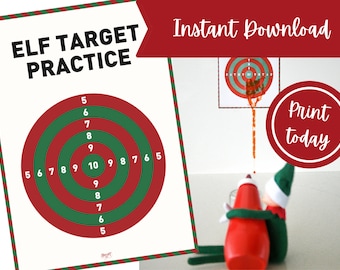 Elf Target Practice Game | Christmas Bullseye Printable Prop (Digital Download)