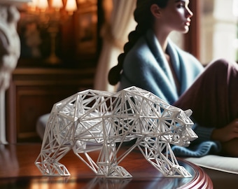 Bear Sculpture | Minimalistic Lodge Table Decor | Handcrafted Strength Symbol | Perfect for Animal Enthusiasts | Modern Accent for Home
