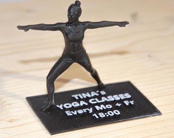 3D Yoga Figurine with Custom Text – Mini Sculpture | Personalized Promotional Gift for Yoga Studio & Fitness Trainer | 5 cm Model