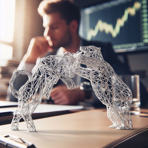 Bull and bear statue, bull and bear market, stock market bull and bear decor