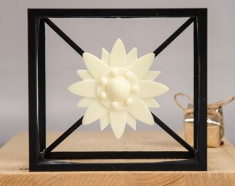 Floating Edelweiss in Wire Cube | Unique Mountain Blossom Statement Piece | Minimalist Floral Home Accent