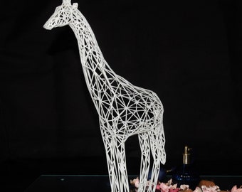 Home decor giraffe Africa statue | 3D print figurine in grid design | White giraffe statue or giraffe figurine | Minimalist modern style