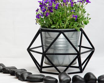 Wire Vase Cage & Geometric Wedding Centerpiece - Irregular Triangular Hexatriacontahedron - Cachepot - Unique Planter for 10cm pot