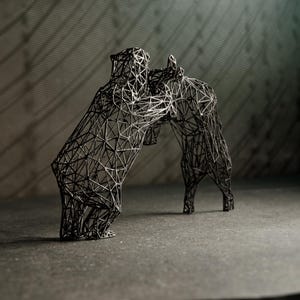Bull and Bear Statue | Black Wireframe Stock Market Sculpture | Investor, Trader and Office Gift Made in Austria imagem 4