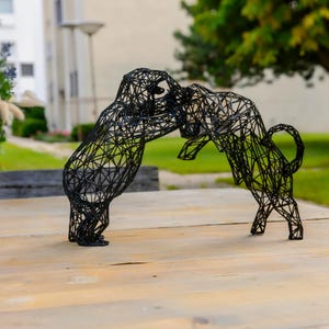 Bull and Bear Statue | Black Wireframe Stock Market Sculpture | Investor, Trader and Office Gift Made in Austria