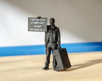 Personalized Mini Sculpture with Company Name | Business Gift for Tradesmen & Technicians | 3D Craftsman Figurine with Sign