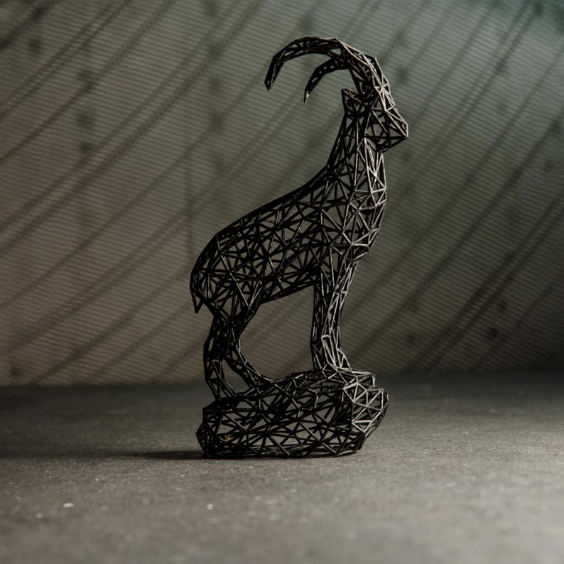 Geometric Ibex Sculpture | Black Alpine Wireframe Decor from Tyrol | Mountain Lover and Capricorn Gift bild 7