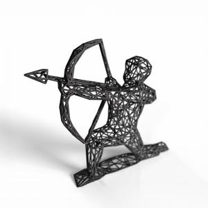 Boogschutter Sterrenbeeld Sculptuur – Geometrische 3D Harz Deko in Zwart/Wit uit Oostenrijk