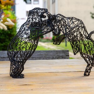 Bull and Bear Statue | Black Wireframe Stock Market Sculpture | Investor, Trader and Office Gift Made in Austria imagem 7