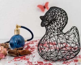 Duck Sculpture – Black Wireframe Bathroom Decor and Home Accent