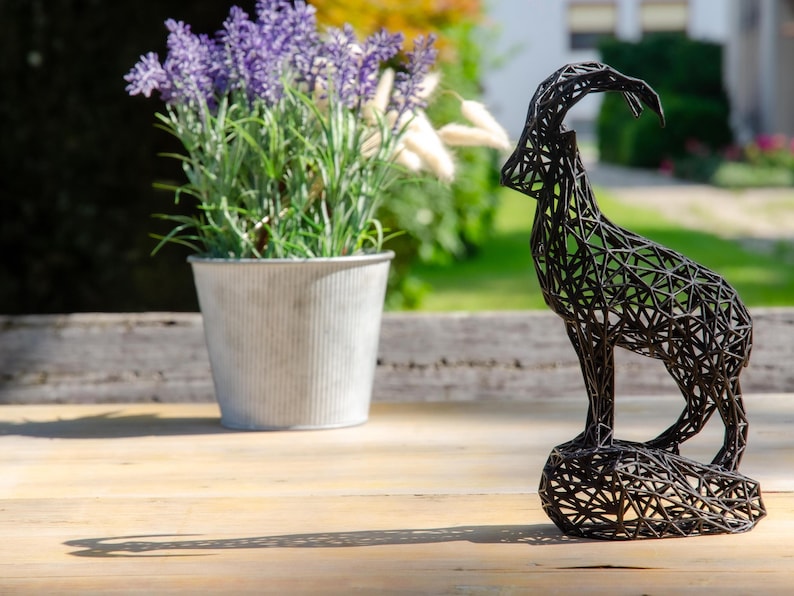 Geometric Ibex Sculpture | Black Alpine Wireframe Decor from Tyrol | Mountain Lover and Capricorn Gift bild 2