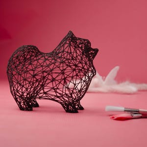 Minimalist Pomeranian Desk Ornament | Modern Resin Dog Figurine | Chic Home Office Dog Decor | Pup Stylish Desk Accent - Dog Art
