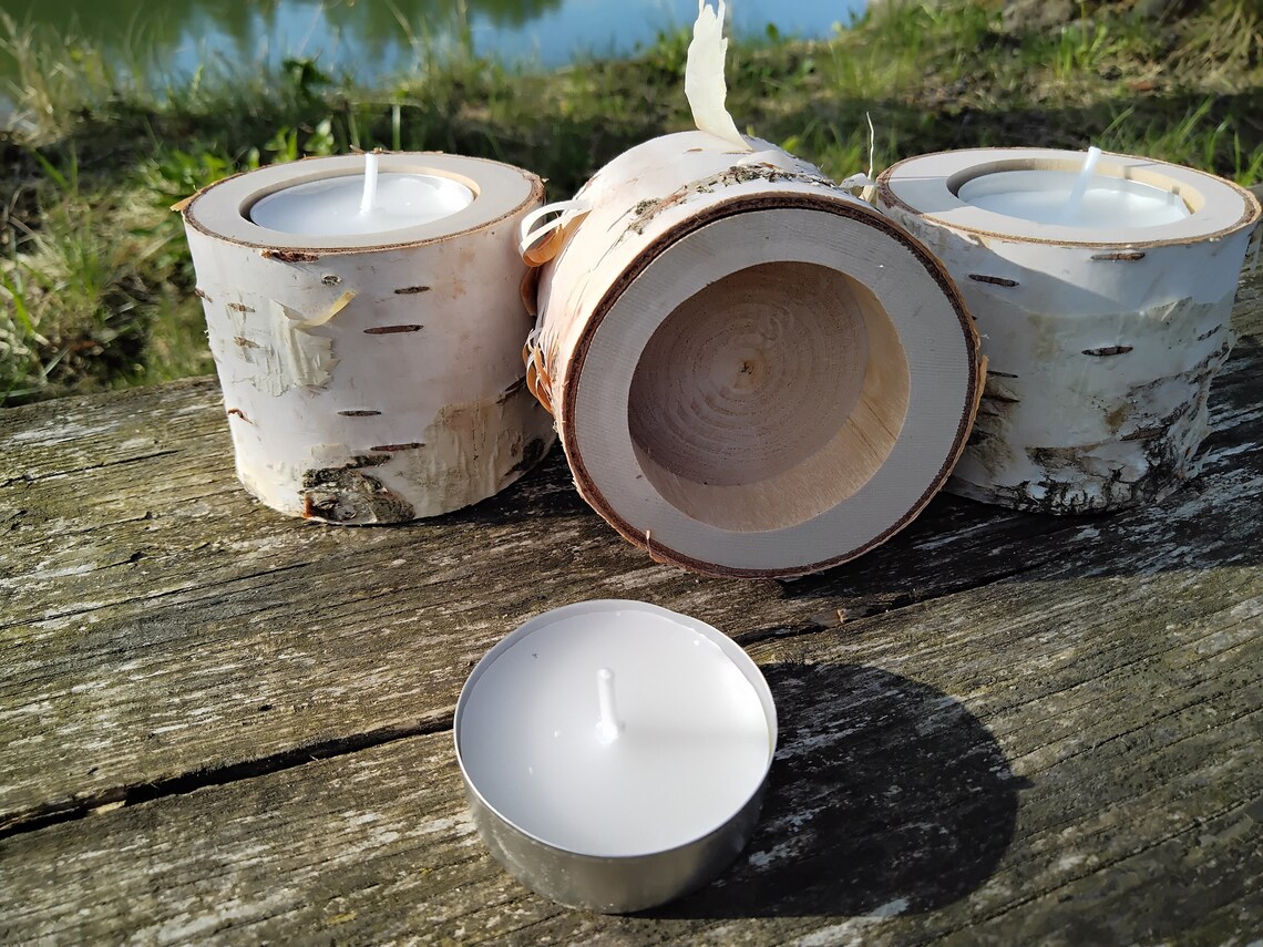 Set of 50 birch tea light holder Etsy