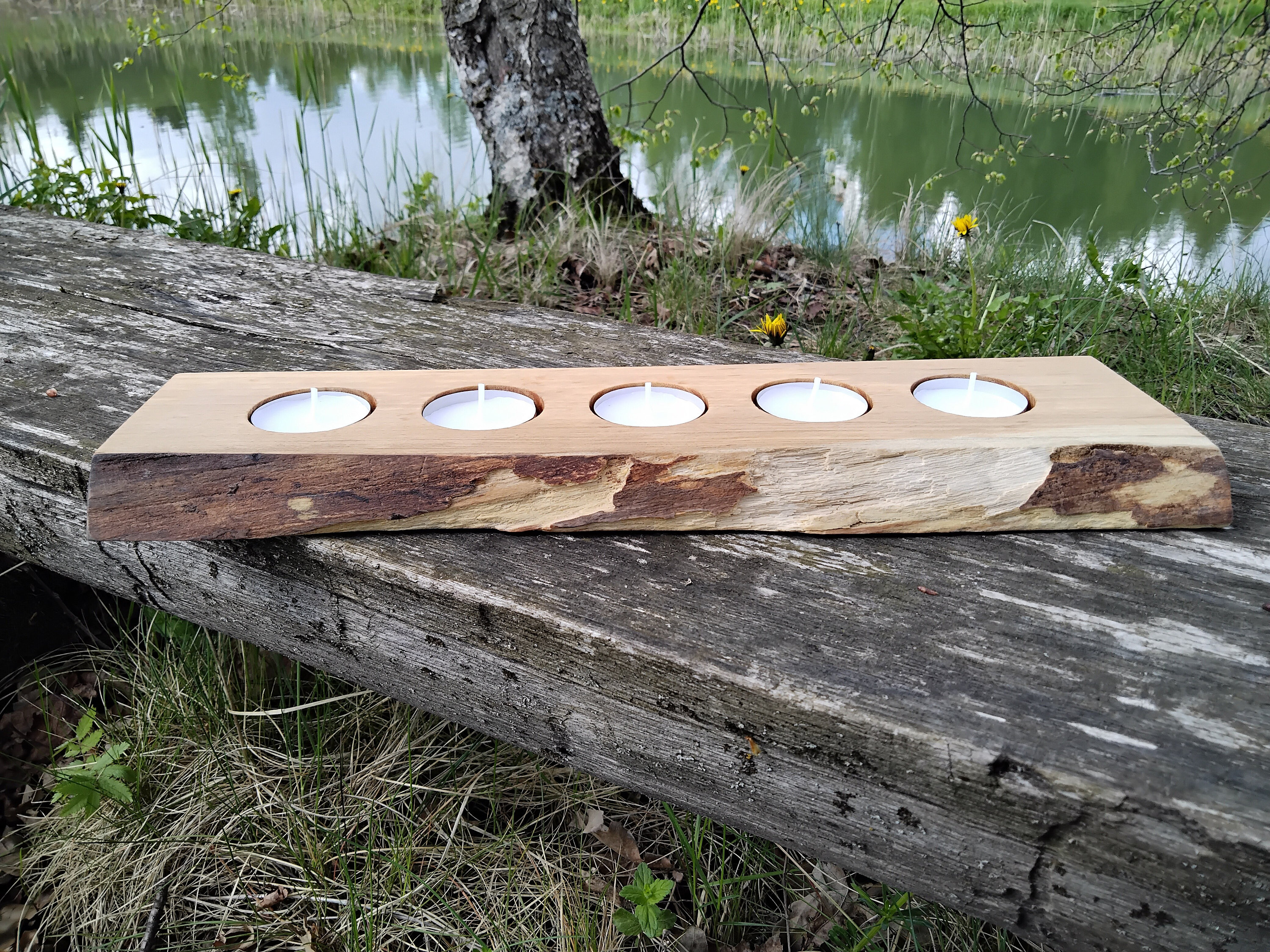Beautiful rustic tea light holder from natural wood Etsy