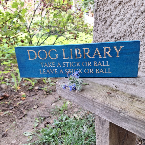 Dog Library wood sign