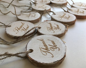 Set of 500 Thank You tags wood slices