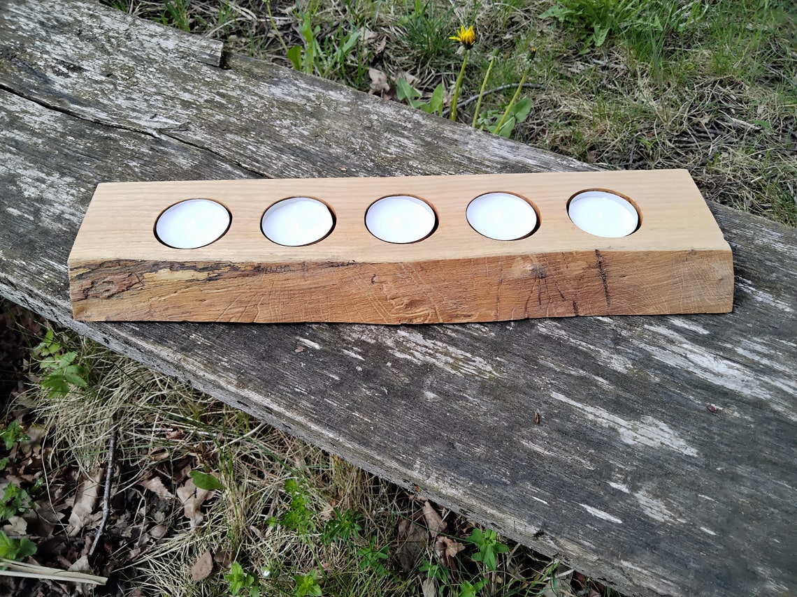 Beautiful rustic tea light holder from natural wood Etsy