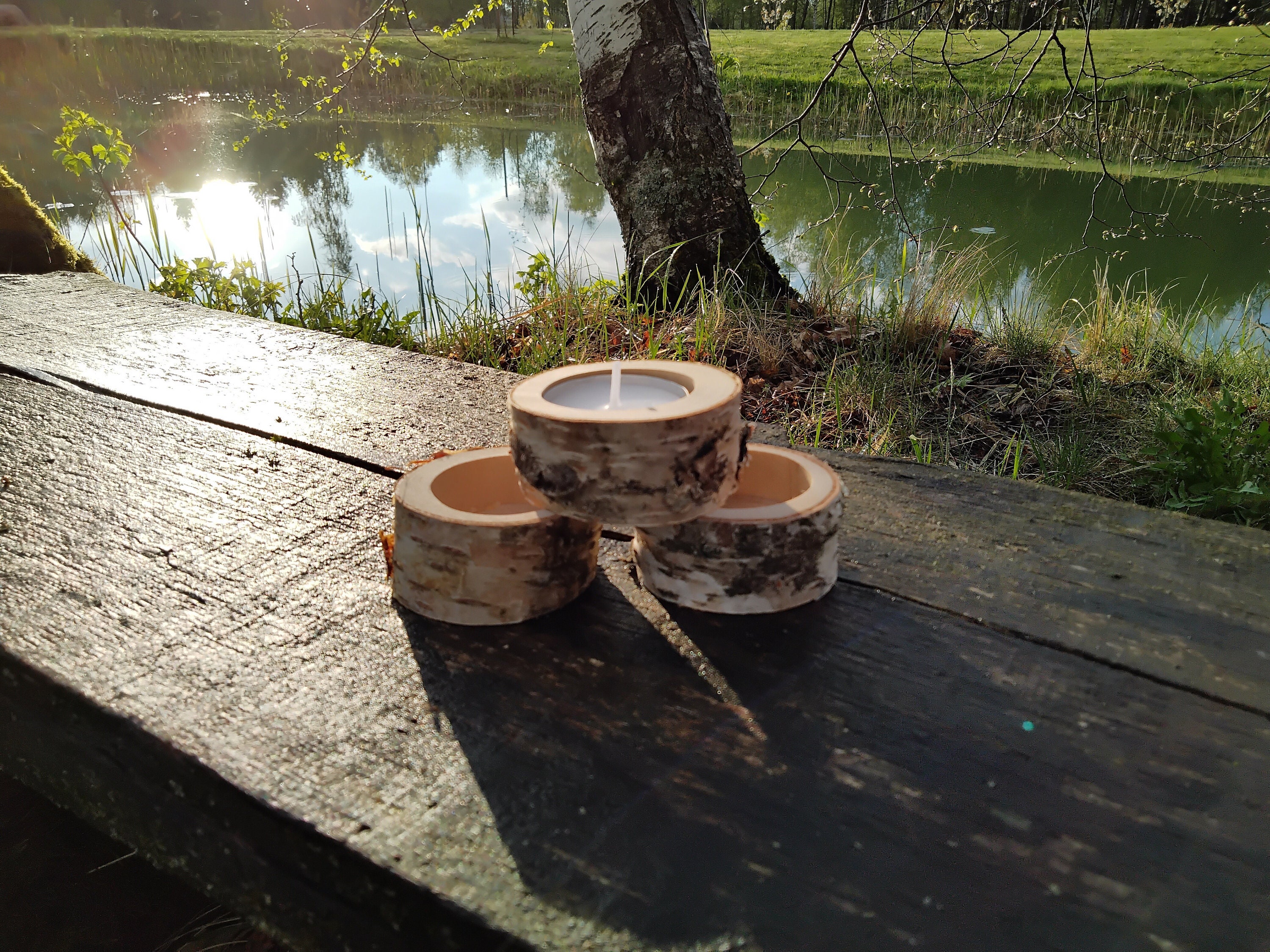 Set of 10 birch tea light holder Etsy