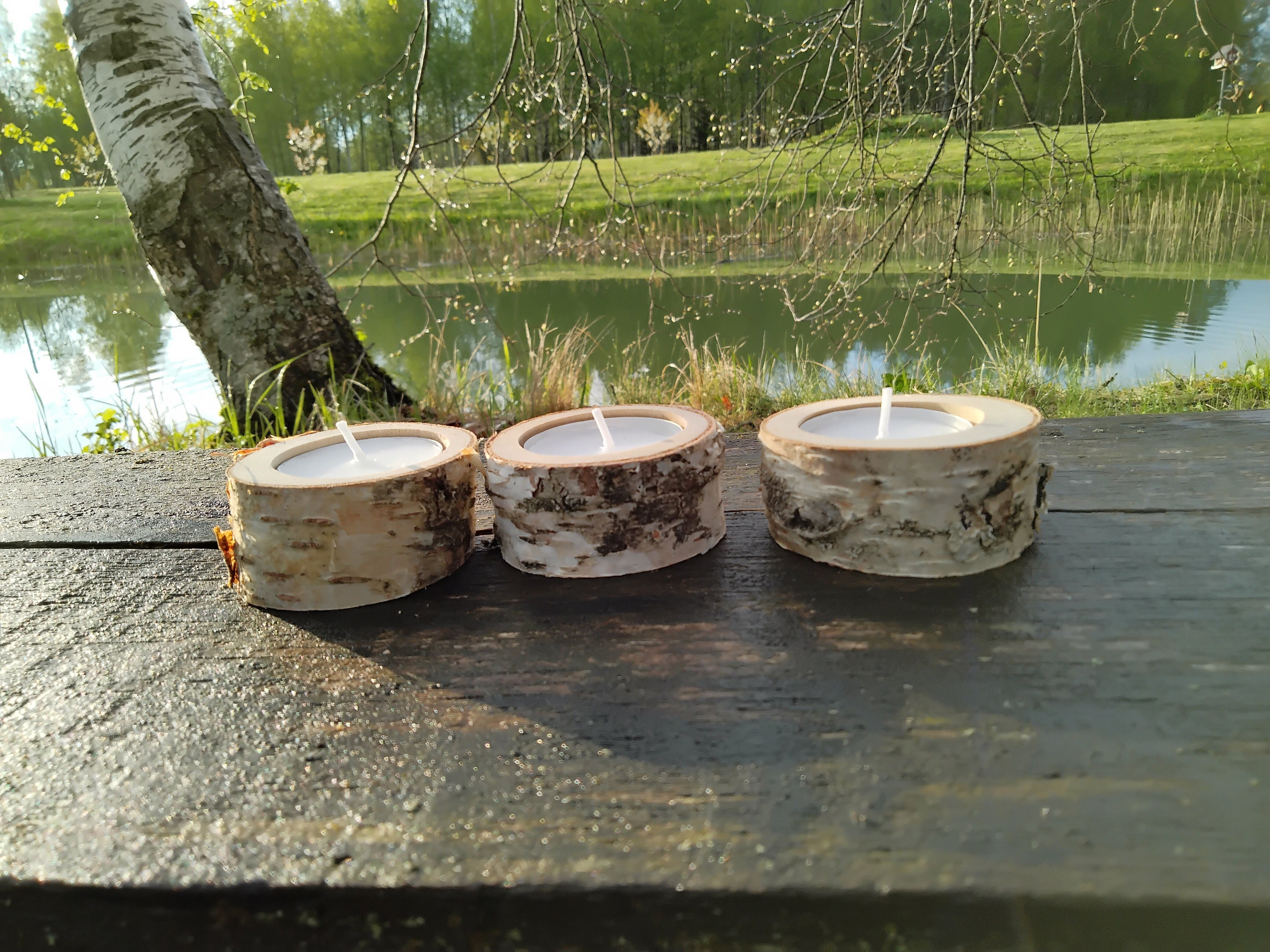 Set of 10 Birch Tea Light Holder Etsy