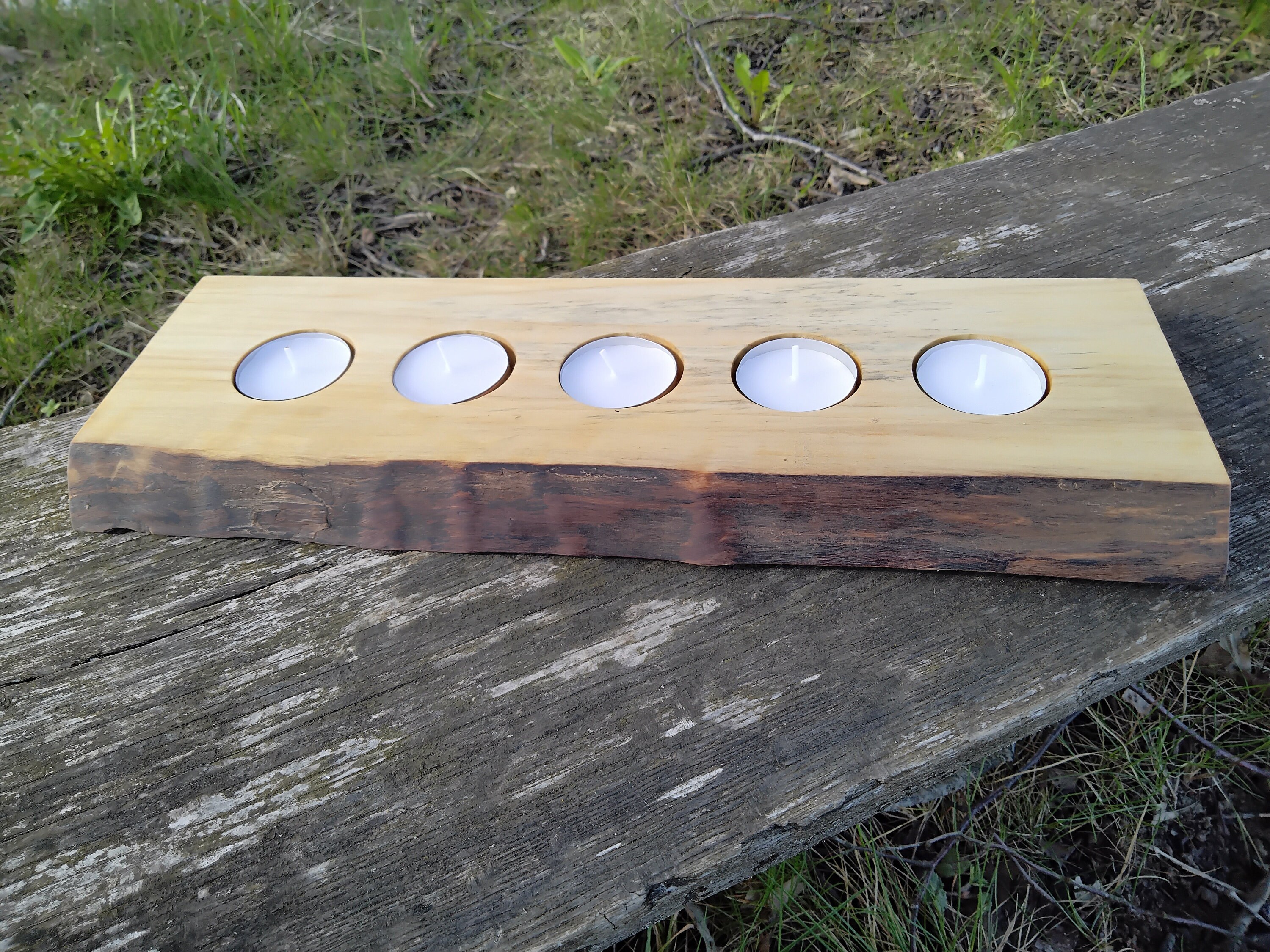 Beautiful rustic tea light holder from natural wood Etsy