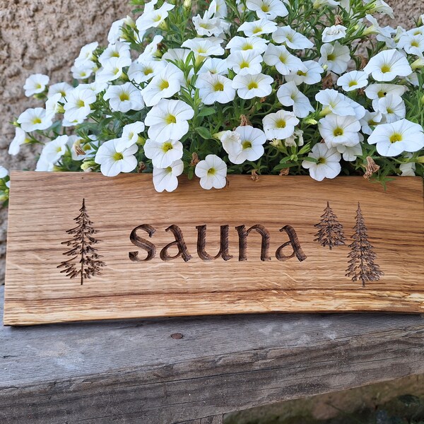 Oak wood Sauna sign