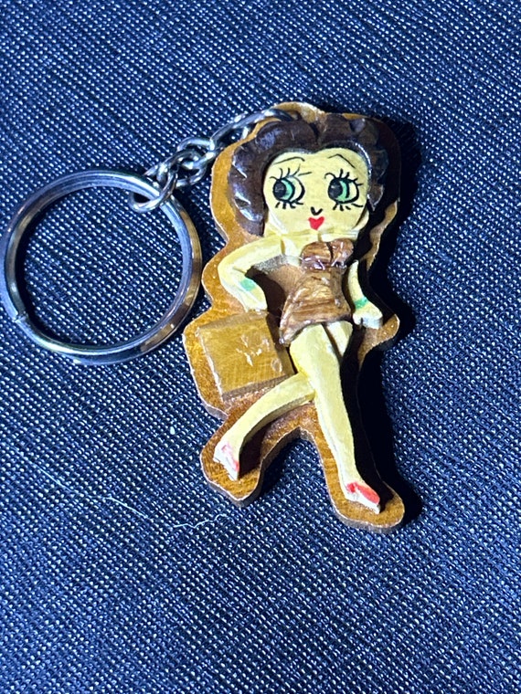 Betty Boop Vintage Wood Keychain