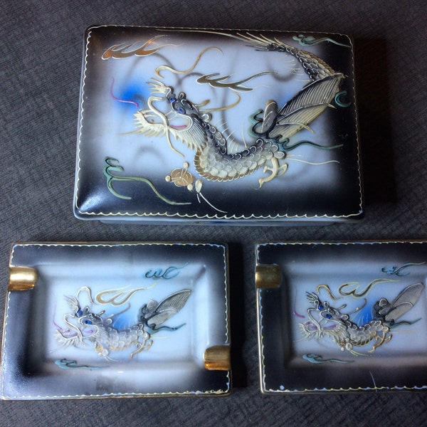 Acra China Japan “Dragon Sushi Box With 2 Plates” 1940’s No defects