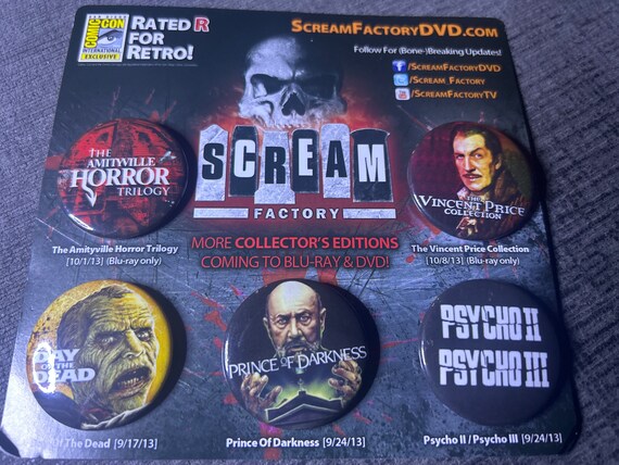 Scream Factory Buttons (5 Buttons) New Old Stock - image 2